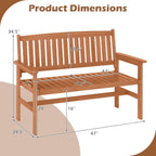 Tangkula Wooden Garden Bench, 2-Person Patio Loveseat with Slatted Backrest and Comfortable Armrests, Outdoor Bench for Porch, Backyard and Park, 530 lbs Weight Capacity