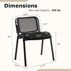 Tangkula Set of 10 Waiting Room Chairs, Stackable Reception Guest with Mesh Backrest, Waterfall Seat, Metal Frame & Carrying Handles, Office Desk Meeting Room Chairs for Lobby, Black