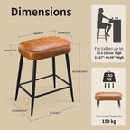 STOOLINK 24 Inch Bar Stools Set of 2, Counter Height Bar Stool for Kitchen Island, Metal Bar Stools for Counter, Modern Kitchen Stools with Sturdy Metal Base and Adjustable Foot Pins, Brown