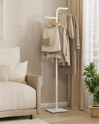 Garment Rack Freestanding, Metal Coat Rack, White, 68.9 In High | Modern Clothes Rack with Rock Slab Base, Heavy-duty Metal Clothing Stand for Boutiques, Hallway, Entryway, Living Room