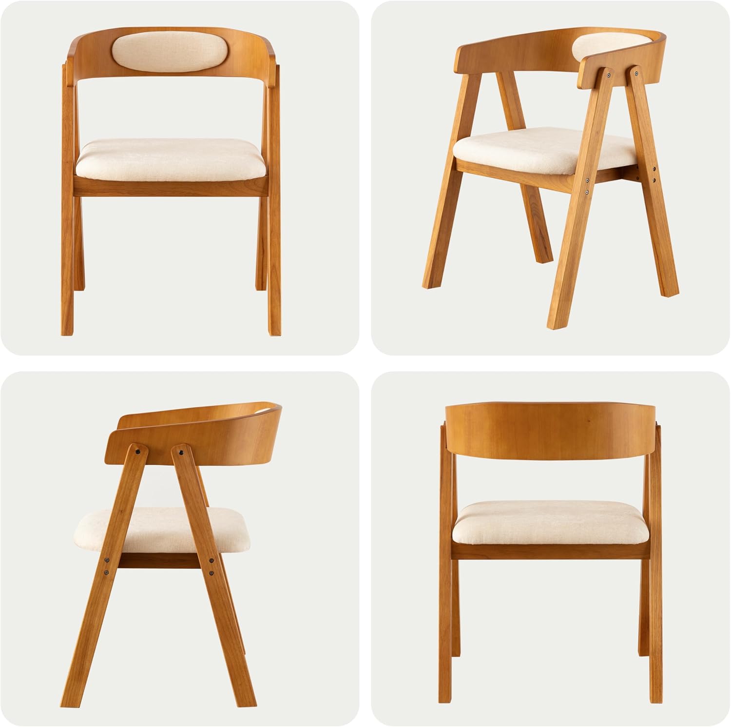 Chogori Wooden Dining Chairs, Modern Dining Room Chairs with Arms and Upholstered Seat, Farmhouse Style Chairs for Kitchen, Dining Room, Living Room (Dark Oak, Set of 6)