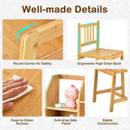 UNICOO Kids Desk and Chair Set, Height Adjustable Bamboo Study Desk with Storage Hutch and Bookshelf, Wooden Writing Table for Toddlers and Kids, Easy-Clean Surface, Natural (02)