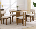 chairus Linen Dining Chairs Set of 4 Modern Farmhouse Kitchen Chairs with Open Slat Back Upholstered Wood Side Chairs for Dining Room, Restaurant, Living Room, Beige