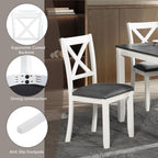 Bellemave 6-Piece Dining Table Set for 6 Rectangular Kitchen Table Set with 4 Dining Chairs and Bench, 6 Person Dining Room Set for Kitchen, Dining Room (White+Gray)