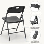 DUMOS 2 Pack Black Folding Chairs, Plastic Portable Stackable Dining Chairs with Metal Frame, for Indoor Outdoor, for Home and Office, Conference, Party, Event, Wedding, Birthday, Black