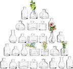 Glasseam Clear Glass Vases for Centerpieces: Mini Flower Vase Set 28Pcs Bud Vases in Bulk - Modern Small Vases for Home Room Wedding Party Dining Table Center Decor