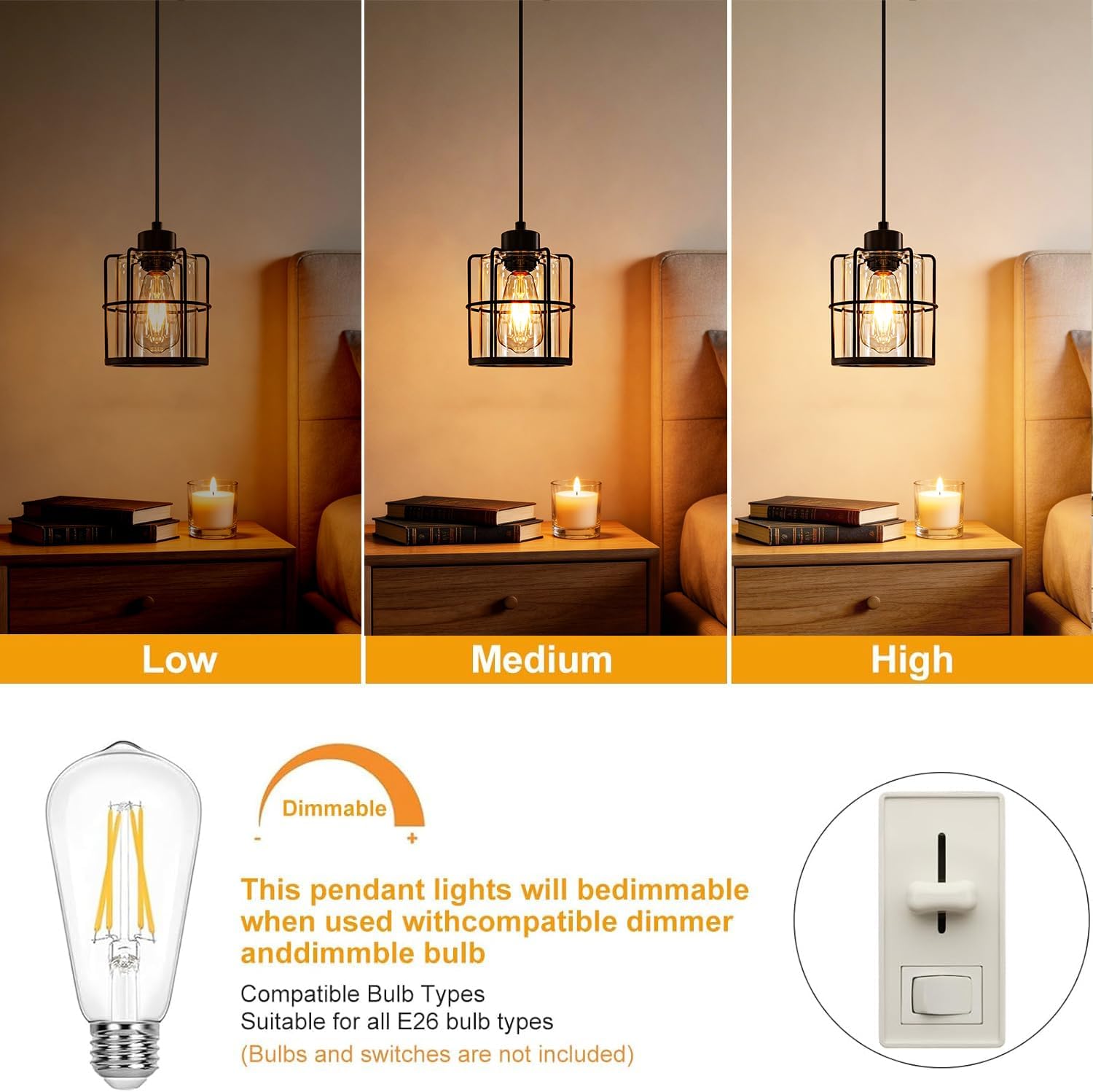 Industrial Black Pendant Lights Kitchen Island, Glass Island Pendant Lights Set of 2, Small Ceiling Kitchen Island Lights with Adjustable Cord, Farmhouse Hanging Light for Hallway Bathroom