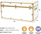 Rhino Trunk & Case Classic XXL College Trunk with Antique Brass Hardware, Soft Close - 36”x18”x18”, Seats 1500+ lbs, USA Made Secure Dorm Footlocker, Home Storage, Steamer Style Blanket Chest