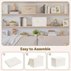 GRANNY SAYS Stoarge Basket with Lid, Decorative Storage Boxes, Closet Storage Bins for Clothes, Collapsible Stackable Organization, Ivory White&Khaki, 2-Pack