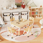 HLPB Kids Table and 4 Chairs Set, Adjustable Height, Graffiti Desktop, Non-Slip Legs, 31.5''L x 23.6''W Toddler Multi-Activity Table for Ages 2-8, Max 300lbs, for Daycare, Classroom, Home