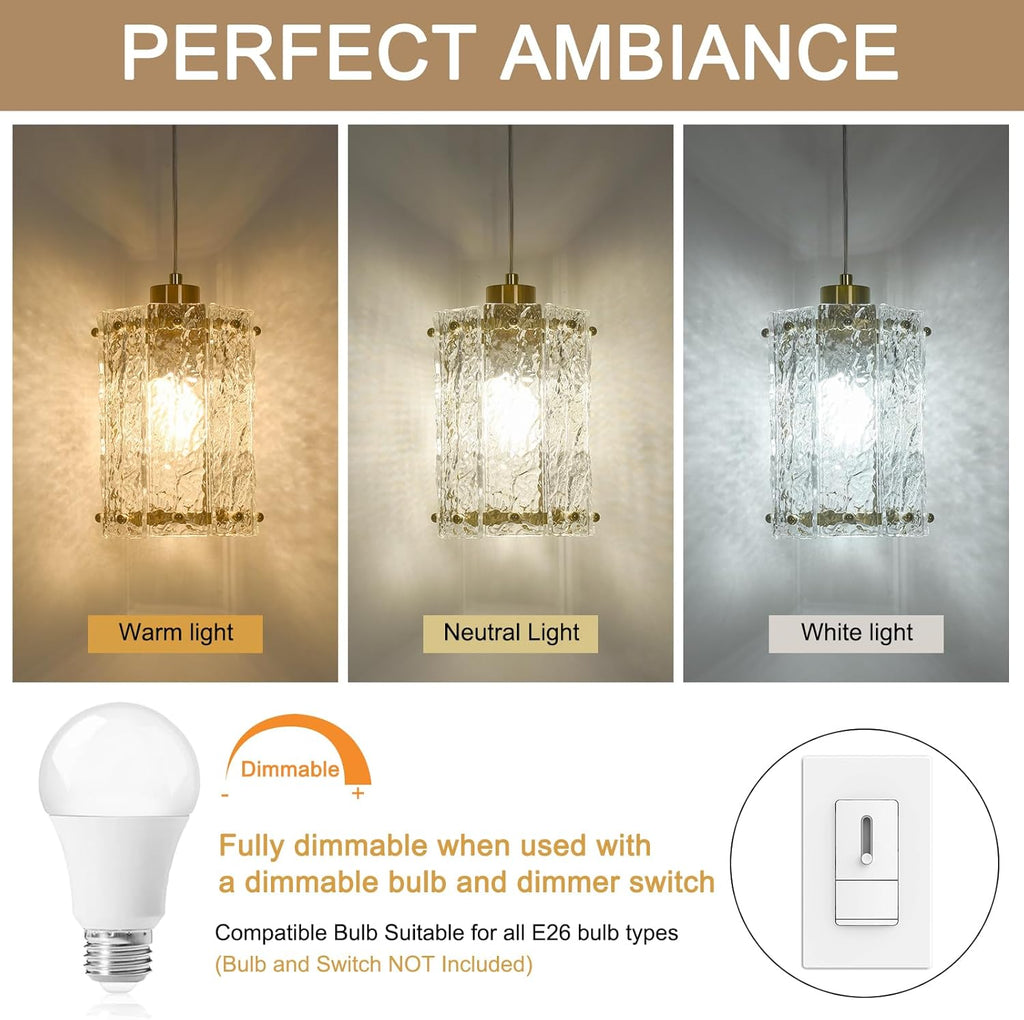 Gold Pendant Lights Kitchen Island 1 Pack Modern Water Ripple Glass Pendant Lights Mini Chandelier Adjustable Hanging Pendant Lighting for Kitchen Island Dining Room Over Sink Table Entryway