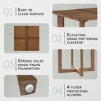 Lexicon Modern Square End Table with Cross Legs, Maple Veneer Wood Accent Table for Living Room, Bedroom, Office, Entryway, Apartment, Easy Assembly, Brown