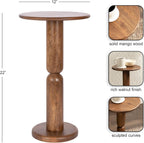 Kate and Laurel Macron Modern Mango Wood Round Side Table, 12 x 12 x 22, Walnut Brown, Transitional Wooden Pedestal Table for Use as Indoor Plant Stand or Useful Living Room End Table