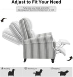 Recliner Chair, Modern Pushback Armchair with Adjustable Backrest & Footrest for Bedroom, Living Room (Grey Stripe,Set of 2)