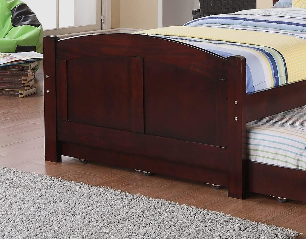 Twin Size Bed w, Trundle Slats Dark Cherry Pine Plywood Youth Bedroom Furniture