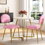 VECELO Dining Chairs Set of 2, Upholstered Kitchen Chairs with Extra Thick Cushion & Sturdy Metal Frame, Faux Leather Chairs for Vanity, Kitchen, Living Room, Pink
