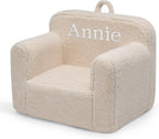 Delta Children Cozee Sherpa Chair – Customize with Name – Foam Kids Chair for Ages 18 Months and Up, Cream