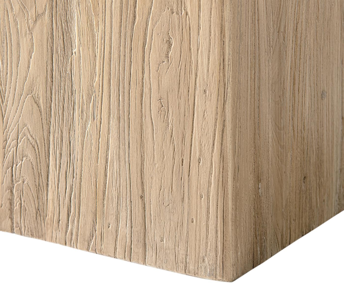 Jennifer Taylor Home Calder 18" Solid Square Reclaimed Elm Block Plinth Side Table, Heritage Light Natural Brown Reclaimed Elm