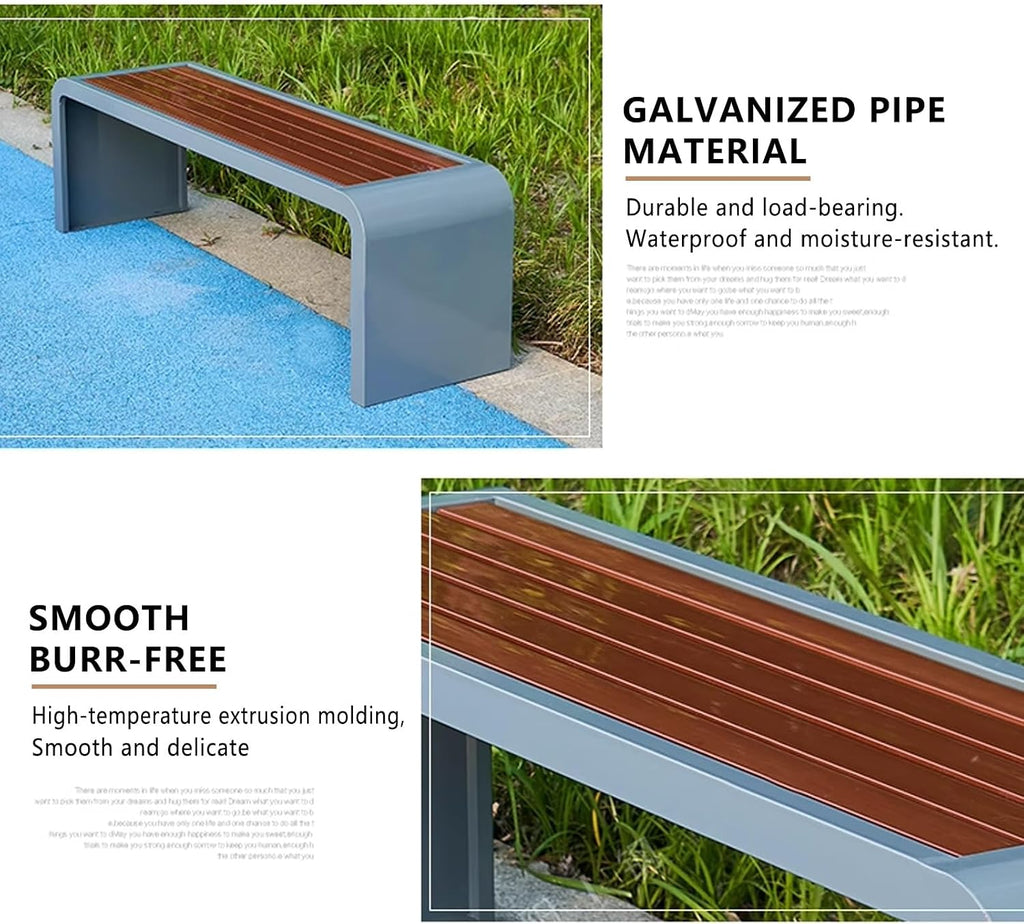 Outdoor Bench Weatherproof Clearance Garden Porch Bench Curved Backless Natural Design with Oiled Finish Never Deformation or Fade for Porch Pool Garden Lawn(Green,100cm/39in)