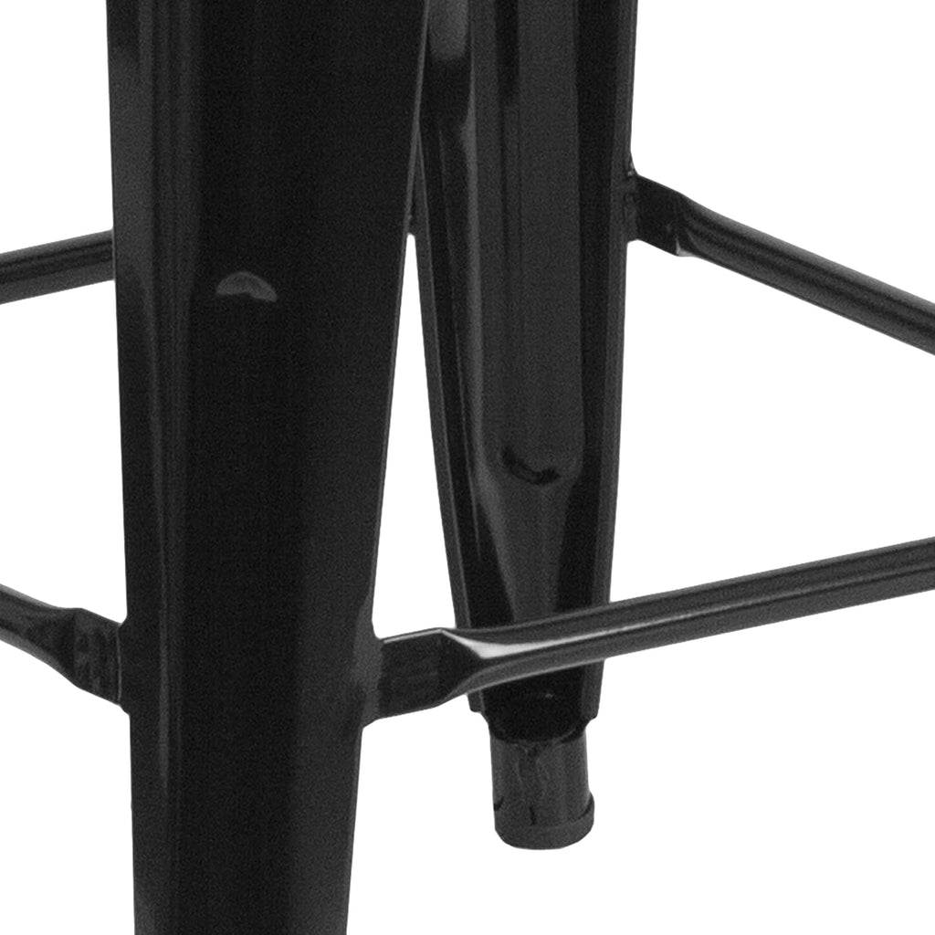 EMMA + OLIVER Commercial Grade 24" H Backless Black Metal Indoor-Outdoor Counter Height Stool