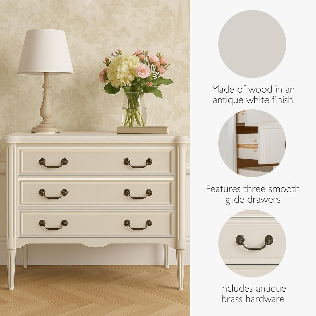 Design House Oxford Chest with Drawers, Antique White, 31.5 in H x 35.4 in W x 19.7 in D, 228353-AWT