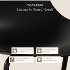 Poly & BARK Isla Stackable Dining Chairs Set of 4 – Mid Century Modern Plastic Dining Chair with Metal Legs – Kitchen & Dining Room Chairs – Dining Table Chairs Set – Indoor/Outdoor – Ebony Black