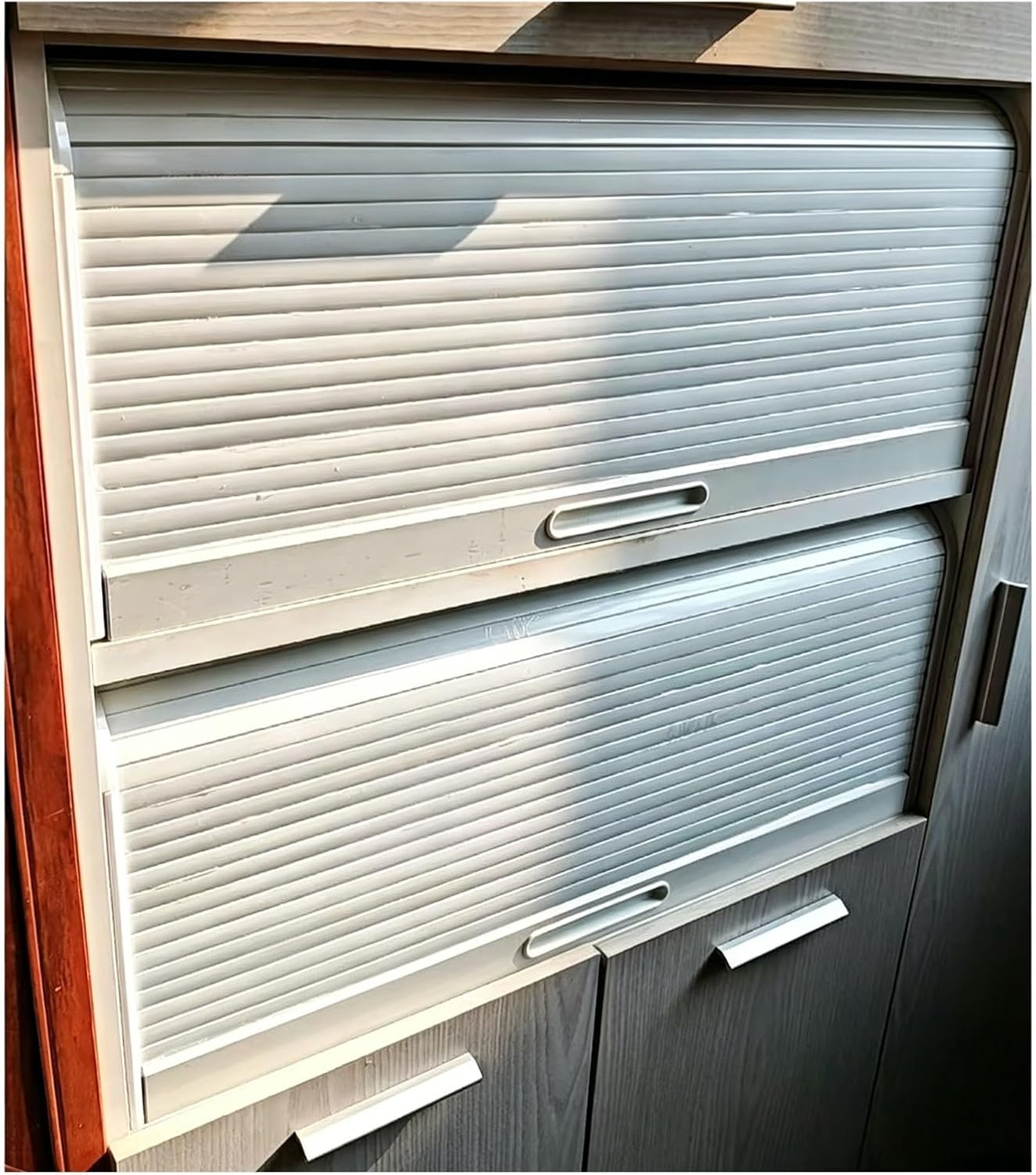 Tambour Door Kit Wide Tambour Door Cabinet Roll Up Sliding Doors for Rv Motorhome Office Hotel Closet(50x50 cm)