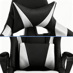 Ergonomic High Back Gaming Chair & Office Chair, PU Leather & Adjustable & Easy Assembly & BIFMA Certified, for Home/Office (Gray) (White)