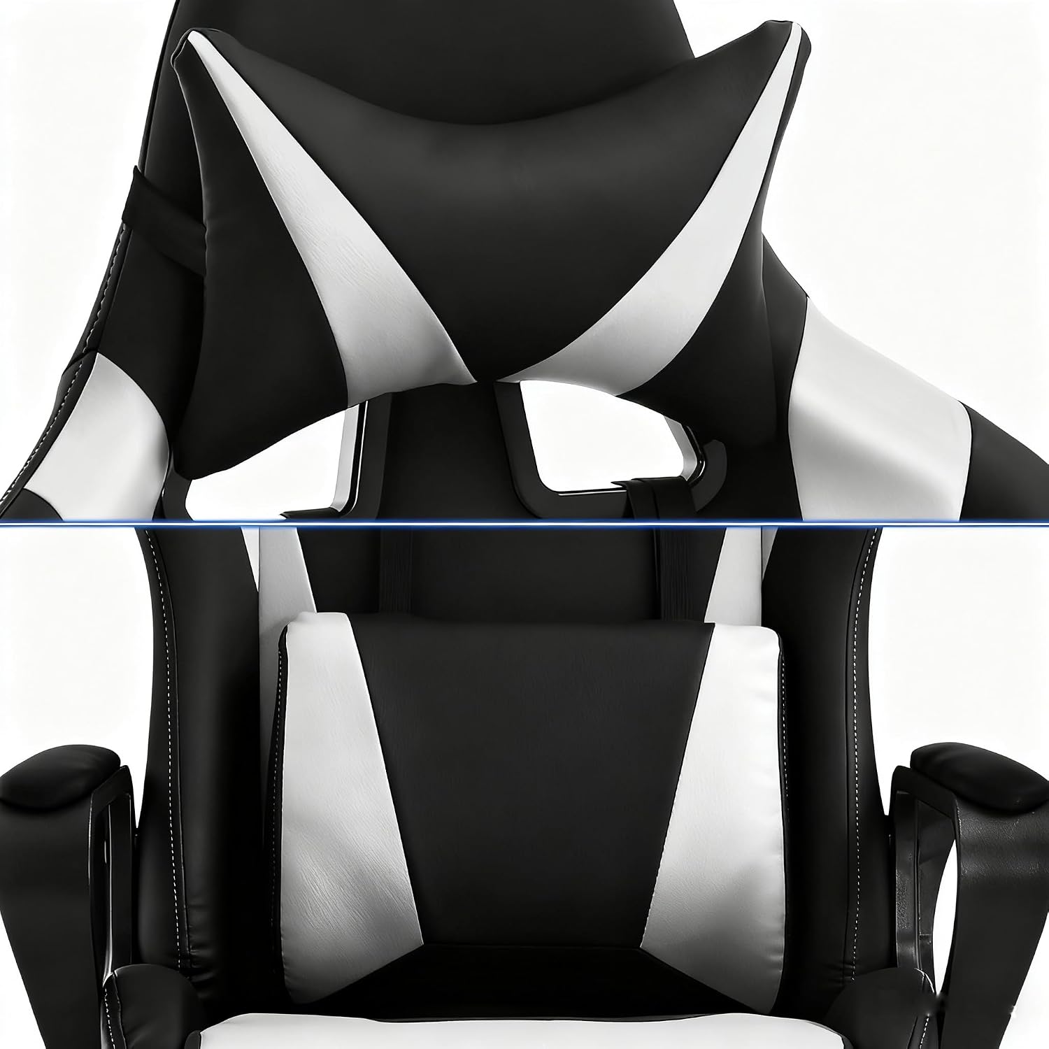 Ergonomic High Back Gaming Chair & Office Chair, PU Leather & Adjustable & Easy Assembly & BIFMA Certified, for Home/Office (Gray) (White)