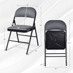 COSTWAY 6 Pack Upholstered Folding Chairs, Foldable Chair with Steel Frame and Fabric Padded Seat & Backrest for Home Office Outside Party Event, Grey & Black