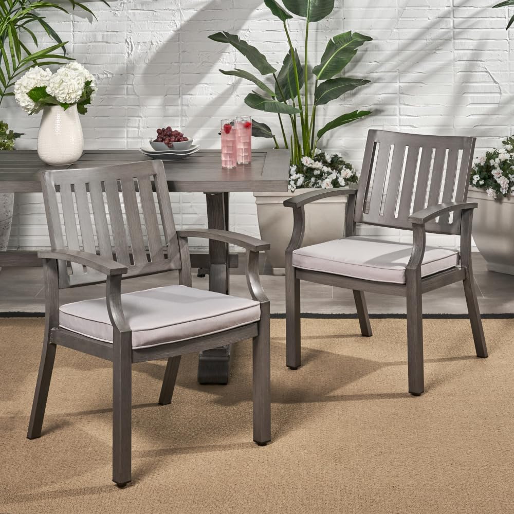free-space Modern Simple Courtyard Single Chair with seat Cushion, Rust-Proof Aluminum Balcony Casual Dining Chair