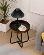 Side Table, a Small Round Side Table with Metal Legs. Suitable for use as a Coffee Table in the Living Room or as a Night Stand in the Bedroom.