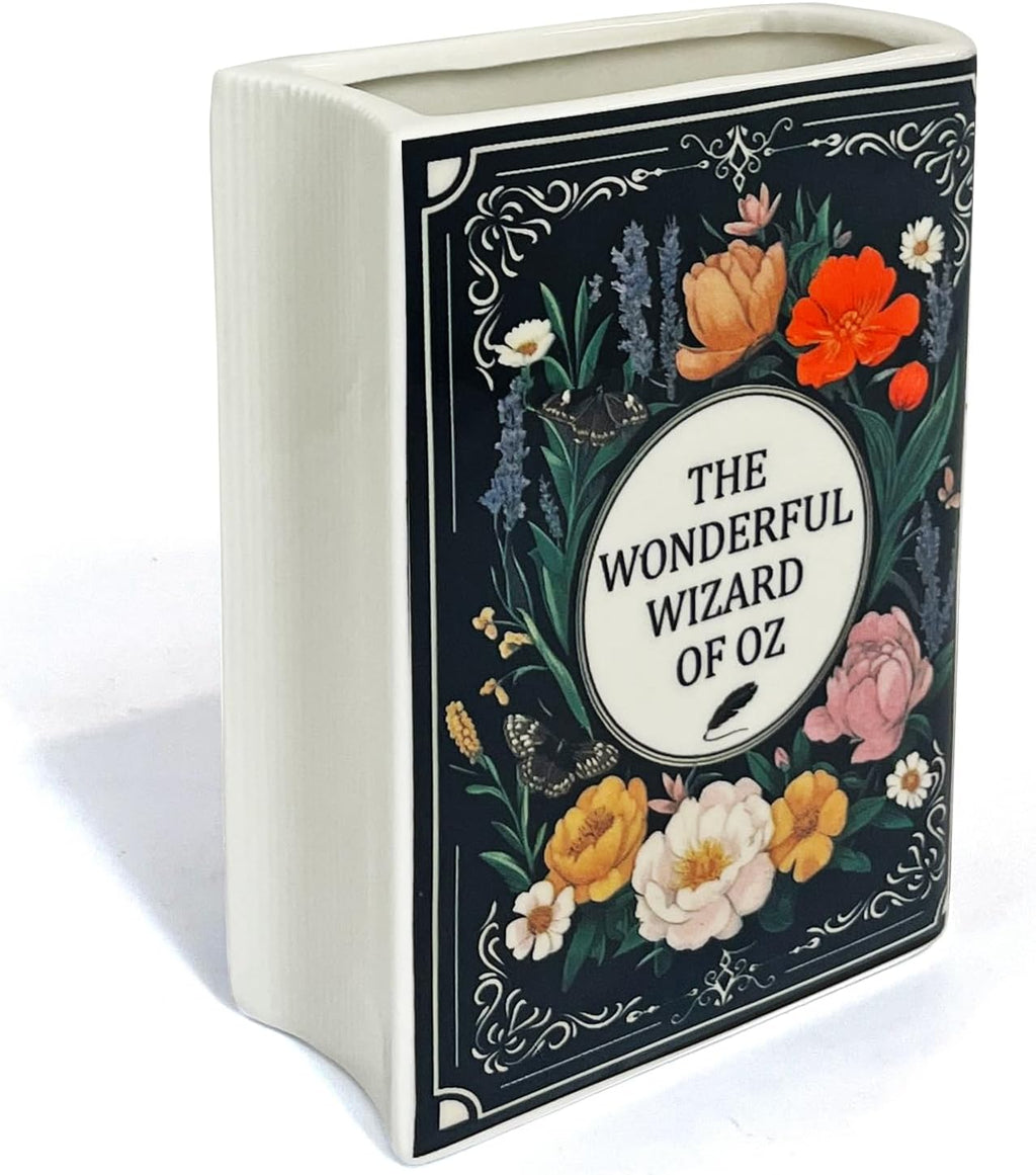 LIFFY Book Vase for Flower Decorative Ceramic Vases Cute Home Decor for Bookshelf Dining Table Desk Office Home Decor Unique Vase for Book Lovers (6.5")
