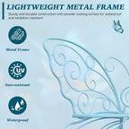 49 Inch Outdoor Bench, Blue Garden Bench with Metal Frame, Weatherproof Butterfly Front Porch Benches for Lawn, Garden, Yard, Balcony