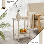 THUMEYE 2-Tier Side Table 20.6”H, Space-Saving Small Nightstand with Solid Wood Legs, Tool-Free Assembly, Suitable for Reading Chair, Bedside, Balcony, 15.7”D x11.8”W, Imitated Oak Grain