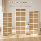 Foldable Shoe Rack with Doors, Stackable Plastic Shoe Organizer, Large Clear Shoe Storage Boxes for Closet and Entryway, Portable Collapsible Shoe Cabinet 9 Tiers, 27Pairs