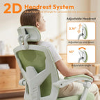 Home Office Desk Chair, Comfortable Mesh Computer Chair with Foot Rest, Reclining Gaming Chair with Headrest and Lumbar Support, 90°-130° Reclining, Light Green
