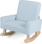 Honey Joy Toddler Rocking Chair, Kids Rocker with Solid Wood Legs & Linen Fabric, Anti-Tipping Design, Toddler Couch for Kids Room, Playroom, Nursery, Bedroom (Blue)