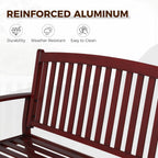 Grand patio 52" Farmhouse Outdoor Bench, Garden Benches with Anti-Rust Aluminum Powder Coated Frame, Faux Wood Grain Finish Frame Patio Bench for Front Porch, Red
