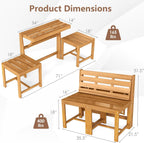Tangkula 3-in-1 Convertible Bench Bar Table, Space-Saving Patio Convert A Bench with Balcony Plant Rack Design, Outdoor Folding Table and Chairs Set for Garden Porch & Backyard