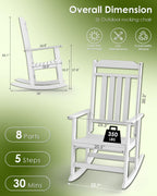 GREENVINES Outdoor-Rocking-Chairs-Set-of-2 | HDPE Plastic | Patio Rockers | Porch Rocker Chair | Oversized | High Back | Big & Tall | White