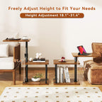 IBUYKE 360° Swivel Height Adjustable Side Table, C Shaped End Table for Small Spaces Sofa/Bed, with Storage Shelf, 3-Tier Night Stand for Living Room, Bedroom,Retro Brown UTVT006H