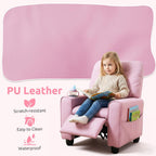INFANS Kids Recliner, Toddler Lounge Chair with Adjustable Backrest Footrest Cup Holder Side Pockets, PU Leather Toddler Couch