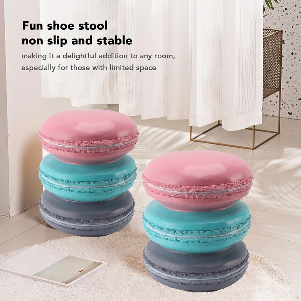 Foot Stool, Cute Shoe Change Stool Dount Shaped Funny Foot Stools Simulated Food Stools Small Ottoman for Living Room Bedroom Macaron Biscuits Shaped