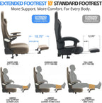 Ergonomic Gaming Chair for Adults - Big and Tall Desk Chair with Lumbar Support and Mechanical Arm Armrests, Comfortable Gamer Computer Chair, Gaming Chairs with Footrest (Brown Leather)