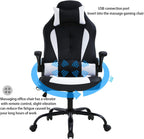 HCB Office Chair, Gaming Chair, Ergonomic Computer Desk Chair High Back Rolling Swivel Height Adjustable with Flip-Up Arms, Headrest and Lumbar Support, Massager, Leather （White）