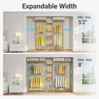 VIPEK X3 Expandable Heavy Duty Clothes Rack Adjustable from 5'2" to 8' with Adjustable Shelves and Hanger Rods, Large Freestanding Clothing Racks Reach-in & Walk-in Closet, Max Load 1210LBS, Gold