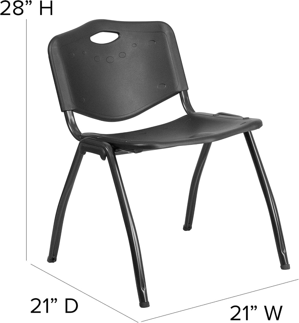 EMMA + OLIVER 880 lb. Capacity Black Plastic Stack Office Side Chair