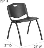 EMMA + OLIVER 880 lb. Capacity Black Plastic Stack Office Side Chair
