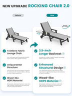 SERWALL Textilene Patio Chaise Lounge Chair Set of 2, HDPE Outdoor Lounger for Pool, Black